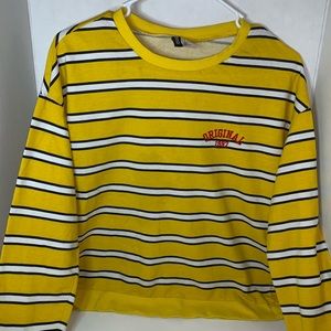 Divided H&M Yellow Striped Sweatshirt